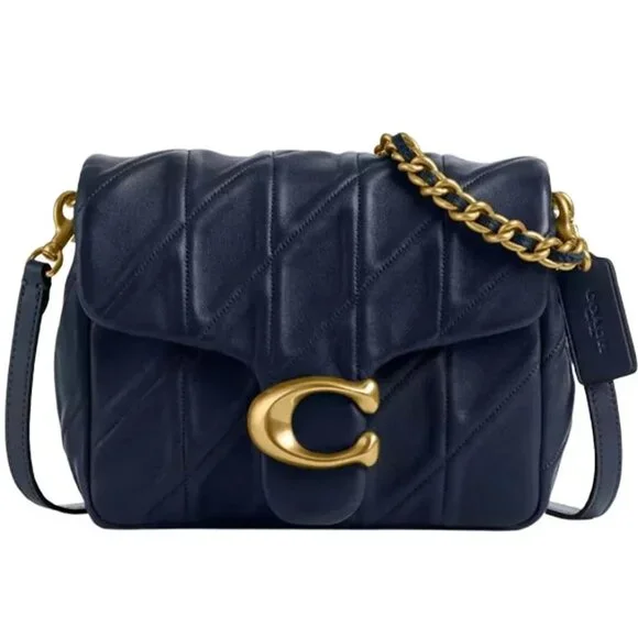 COACH Times Square Tabby 20 Navy Leather With Quilting - Picture 1 of 10